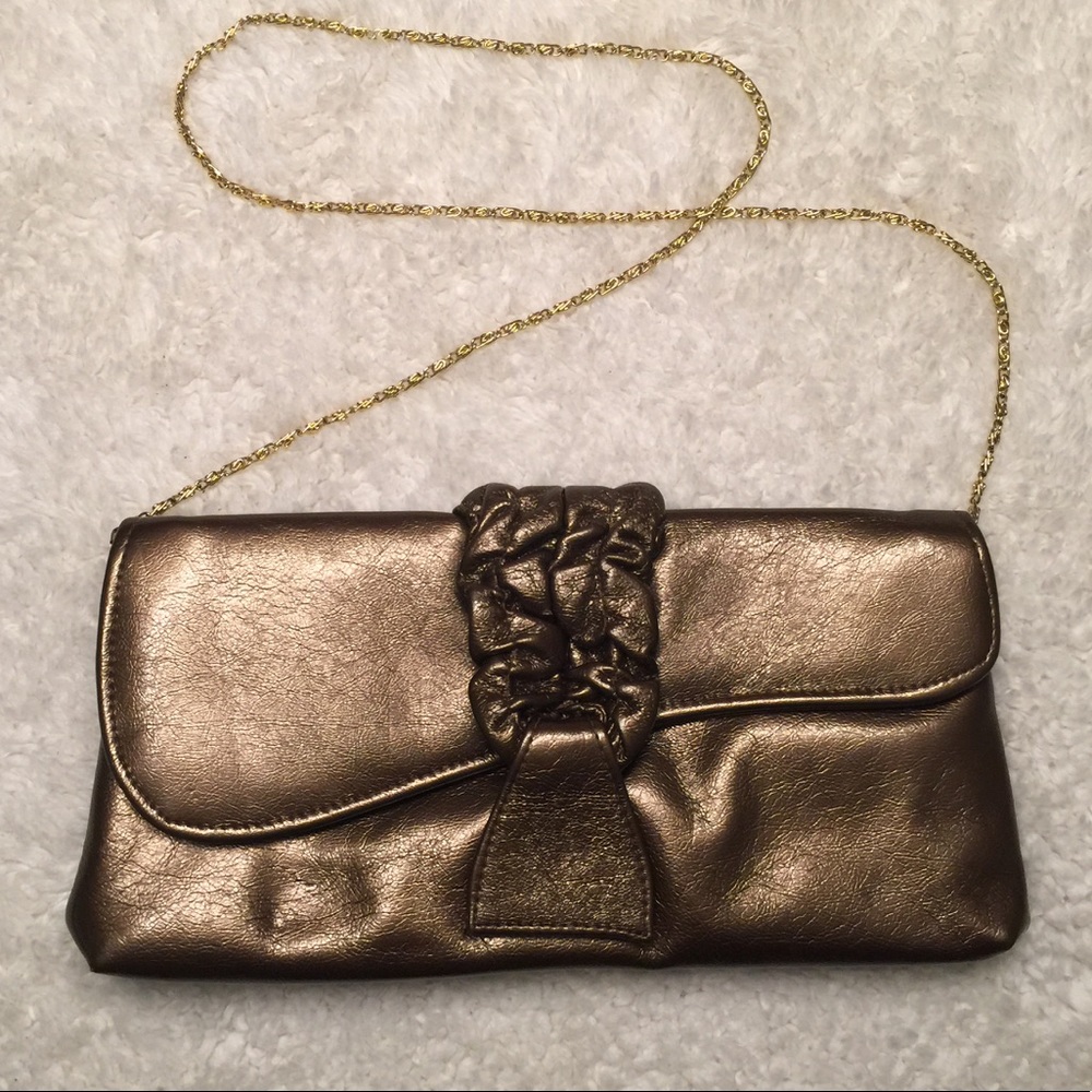 Bronze Clutch with Strap - Like New